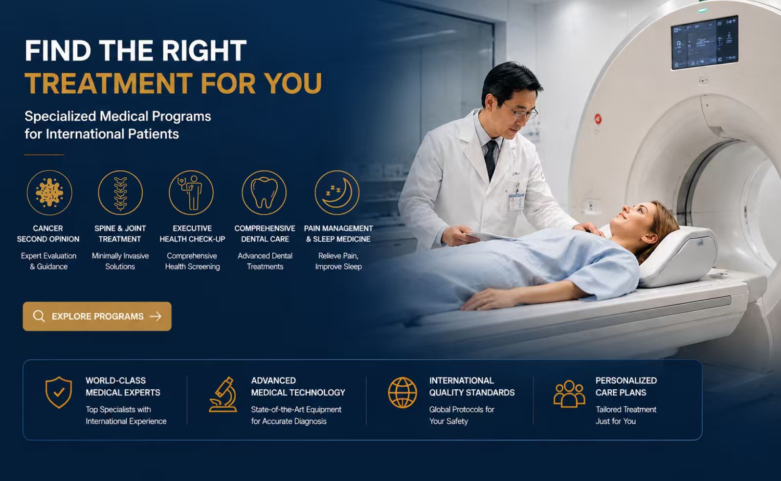 Find the right treatment for you — specialized medical programs for international patients